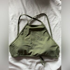 Olive green criss cross back bikini top